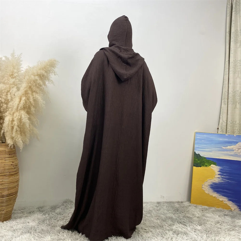 Hooded Batwing Abaya – Solid Color Ramadan Djellaba for Women