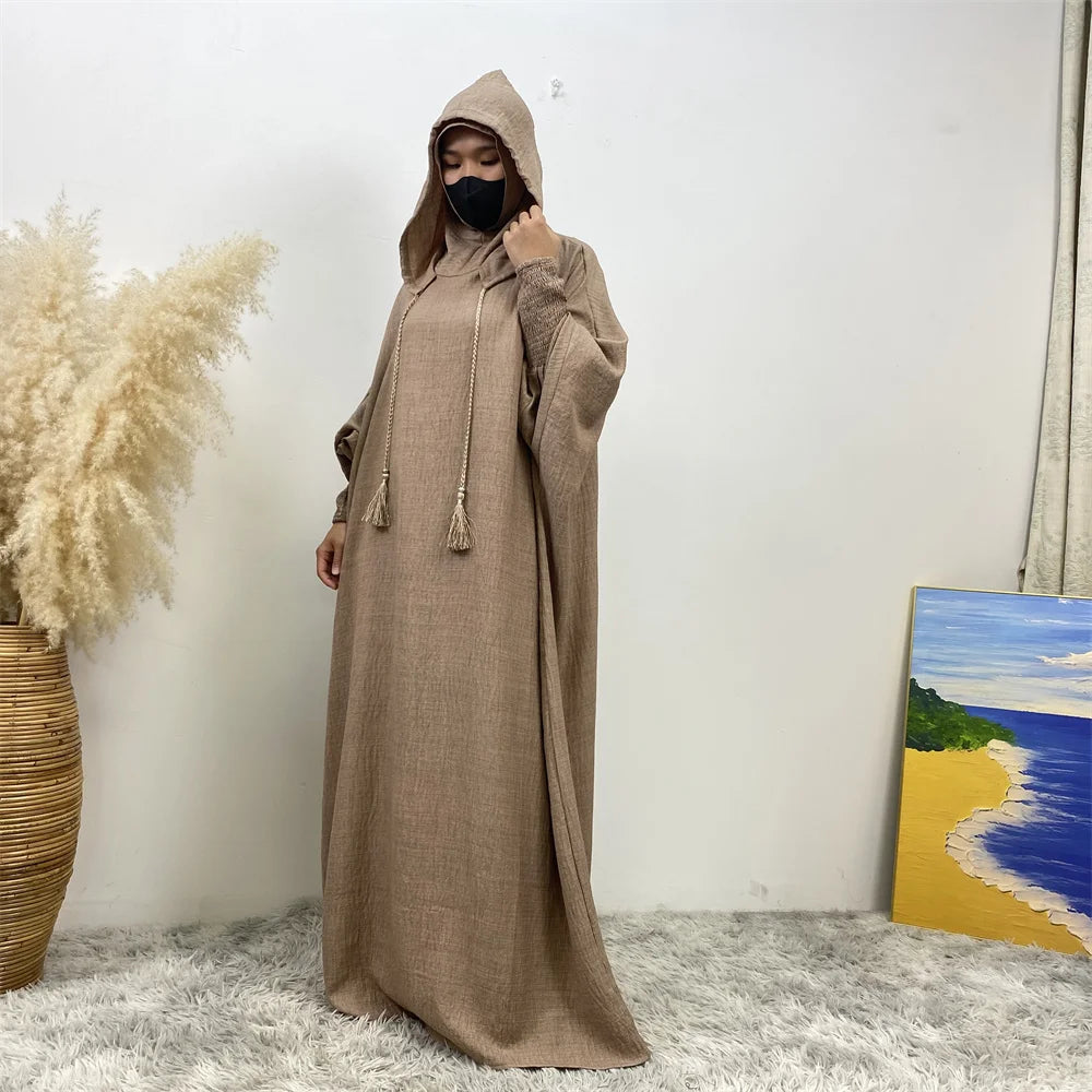 Hooded Batwing Abaya – Solid Color Ramadan Djellaba for Women