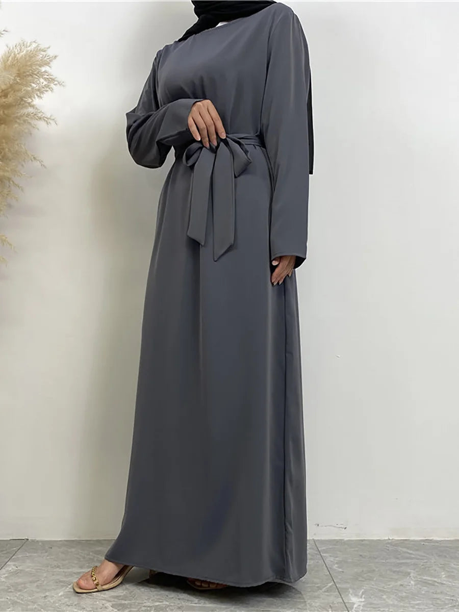 Modest Turkish Kaftan Abaya – Elegant Muslim Ramadan Maxi Dress