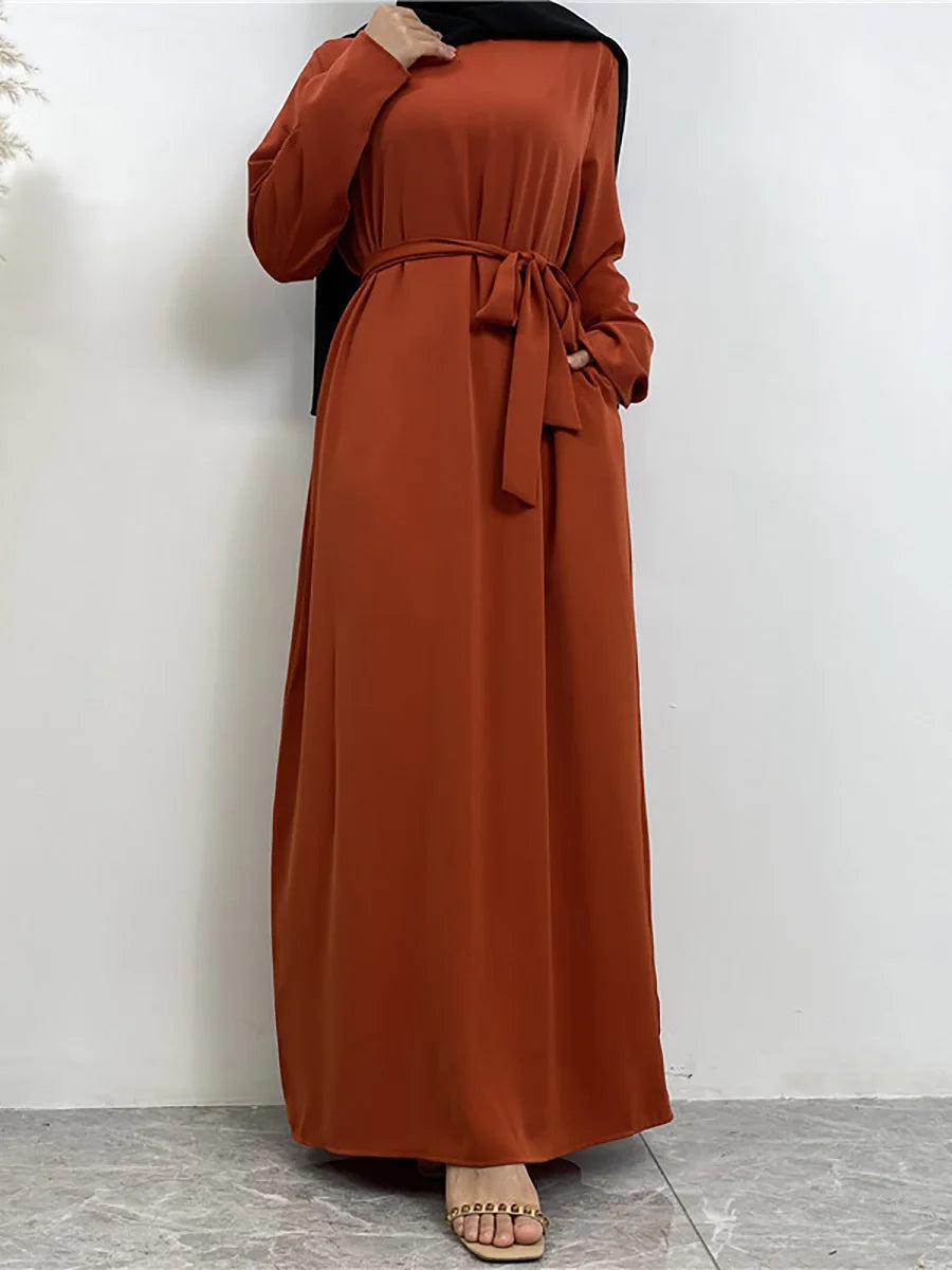 Modest Turkish Kaftan Abaya – Elegant Muslim Ramadan Maxi Dress