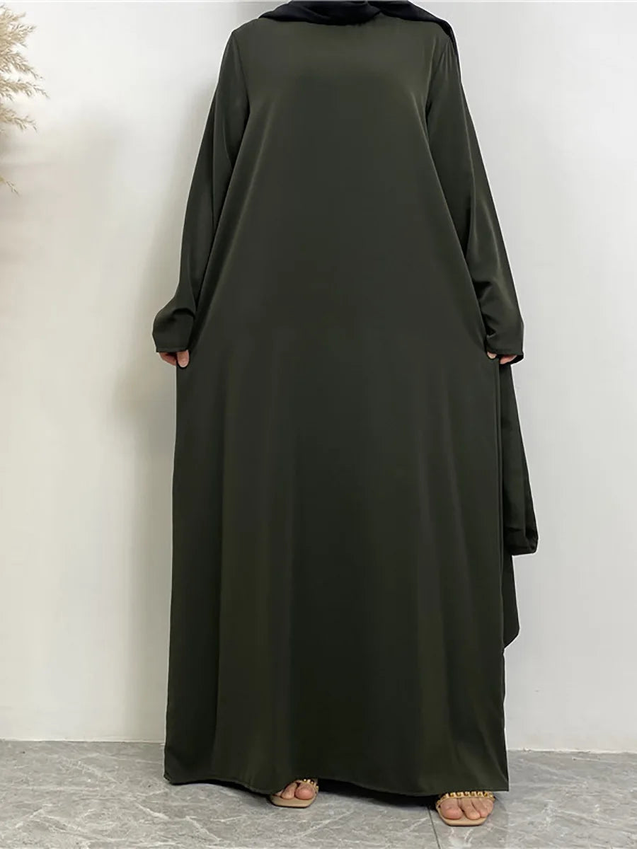 Modest Turkish Kaftan Abaya – Elegant Muslim Ramadan Maxi Dress