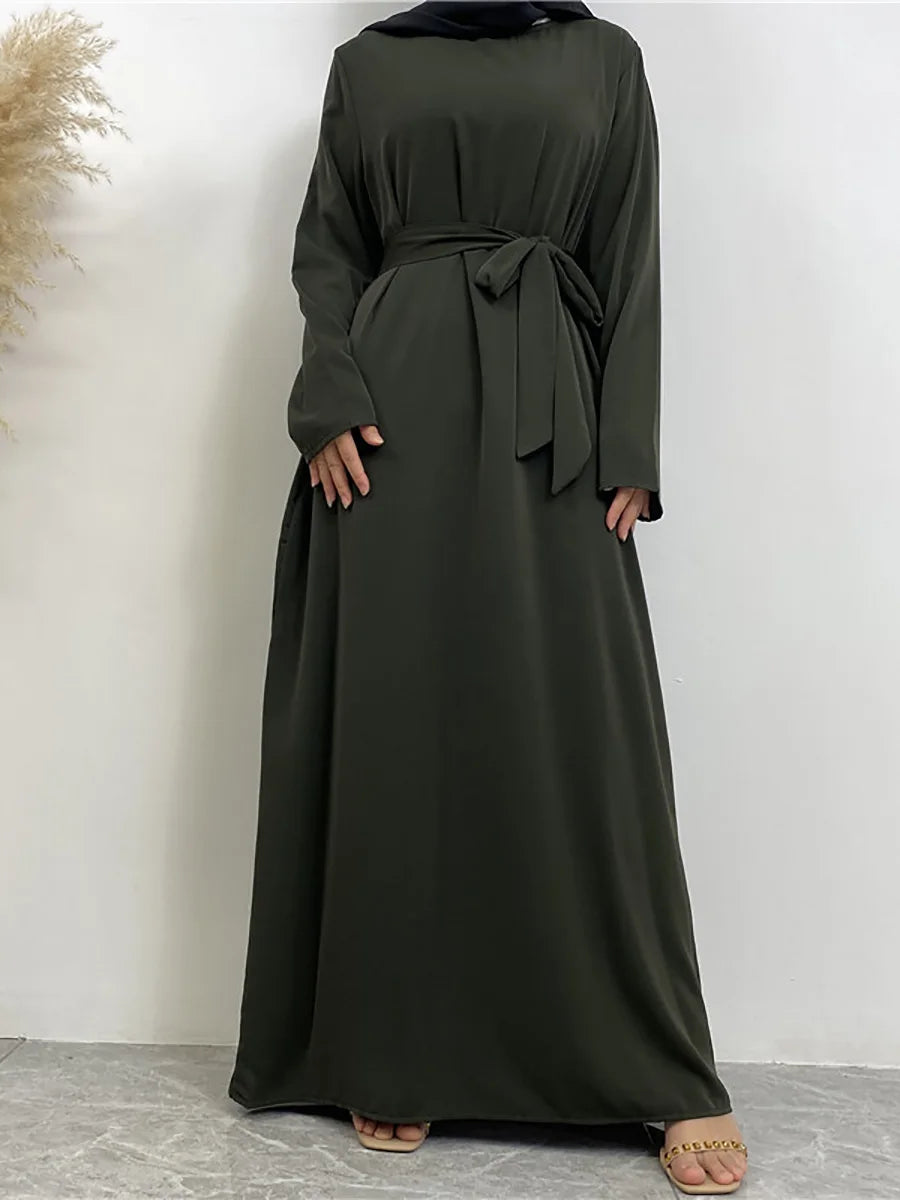 Modest Turkish Kaftan Abaya – Elegant Muslim Ramadan Maxi Dress