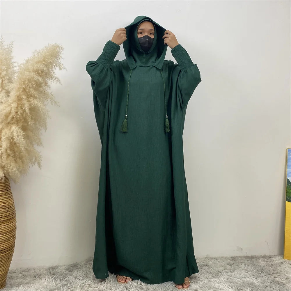 Hooded Batwing Abaya – Solid Color Ramadan Djellaba for Women