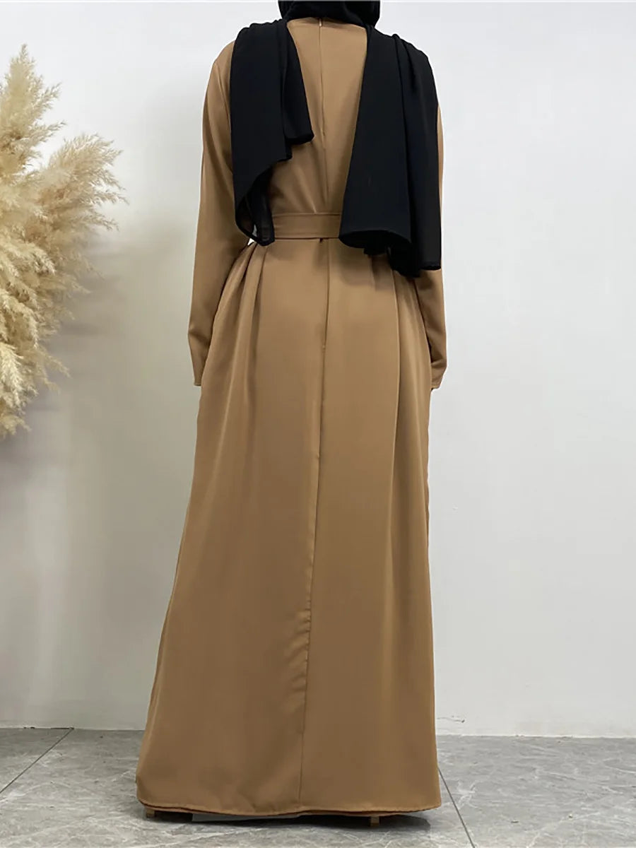 Modest Turkish Kaftan Abaya – Elegant Muslim Ramadan Maxi Dress
