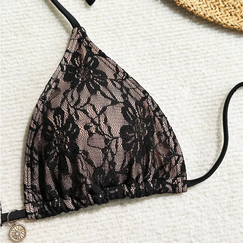 Lace Three-Piece Bikini Set – Women Swimwear