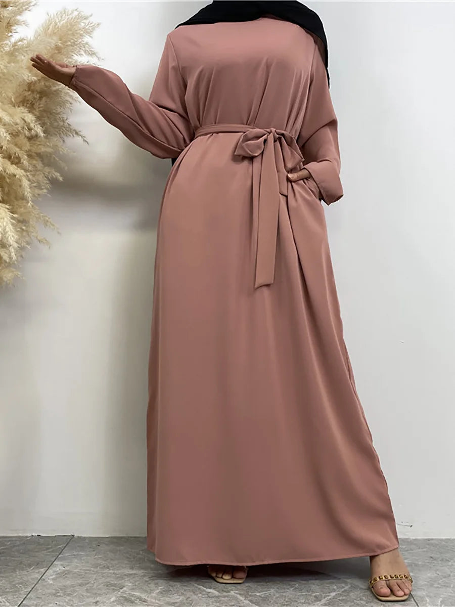 Modest Turkish Kaftan Abaya – Elegant Muslim Ramadan Maxi Dress