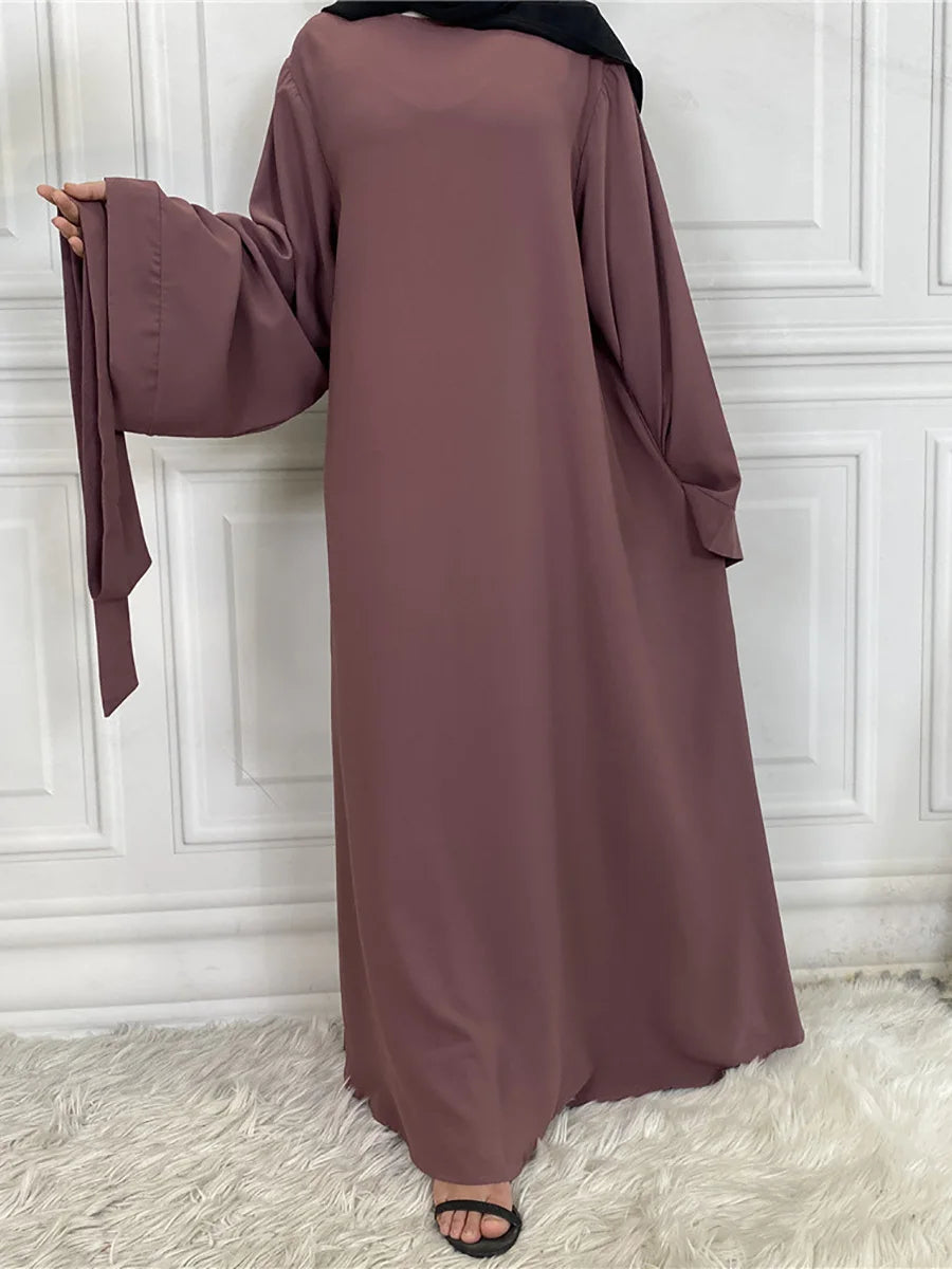 Modest Turkish Kaftan Abaya – Muslim Ramadan Maxi Dress for Women